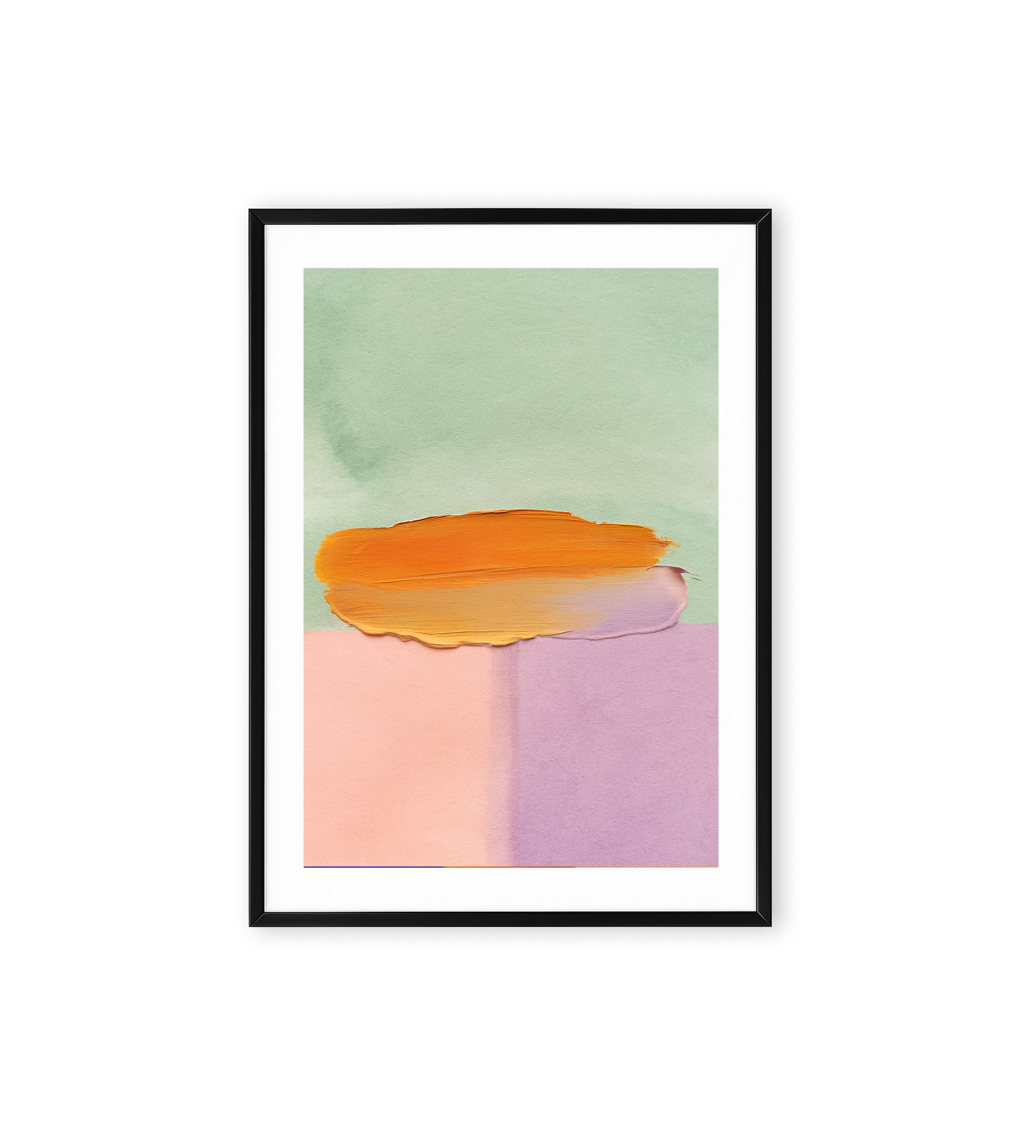 Abstract Pastel Wall Art with Orange Brushstroke