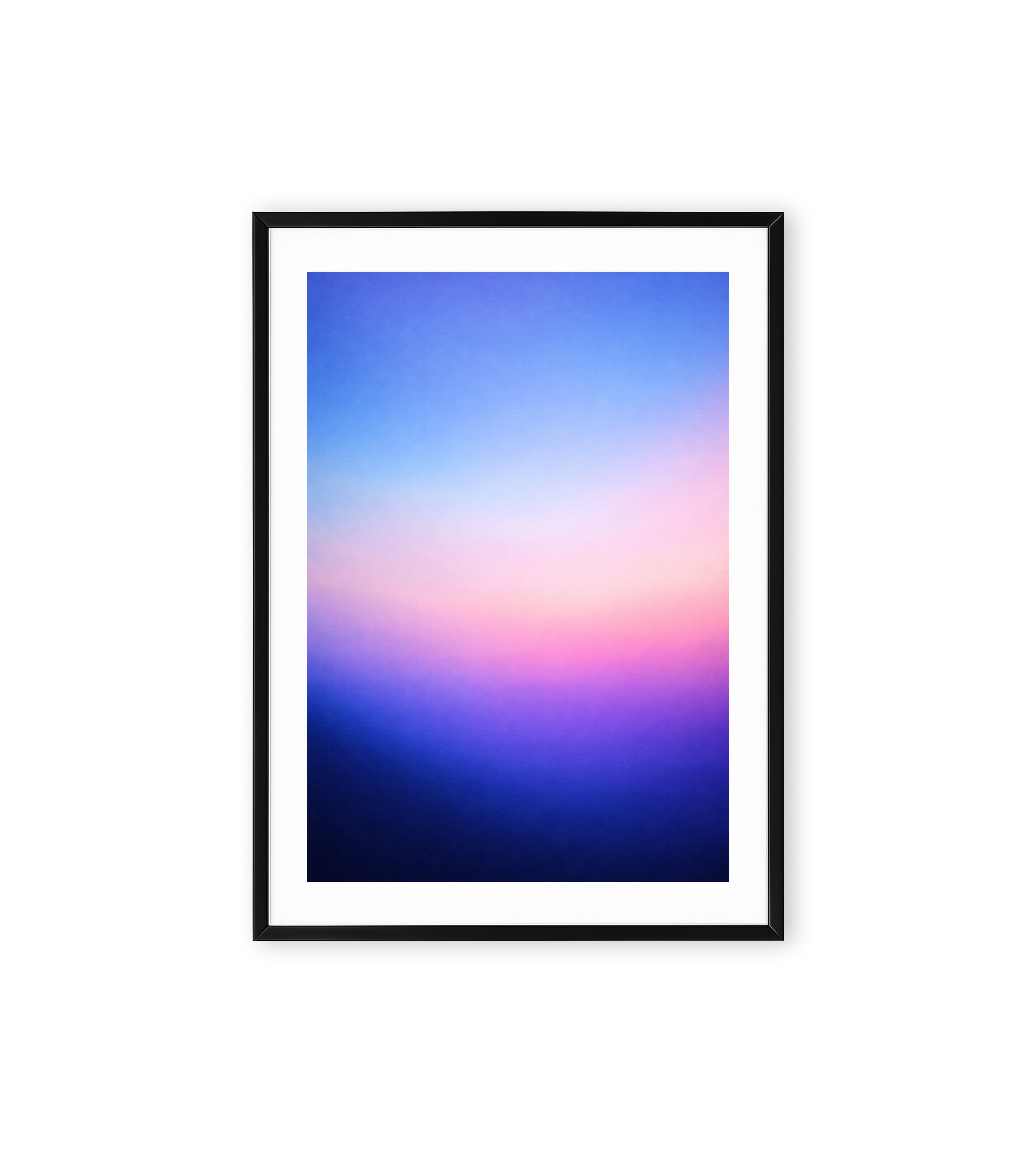 Blue and pink gradient framed wall art