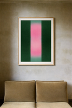 Modern vertical gradient wall art in green and blush