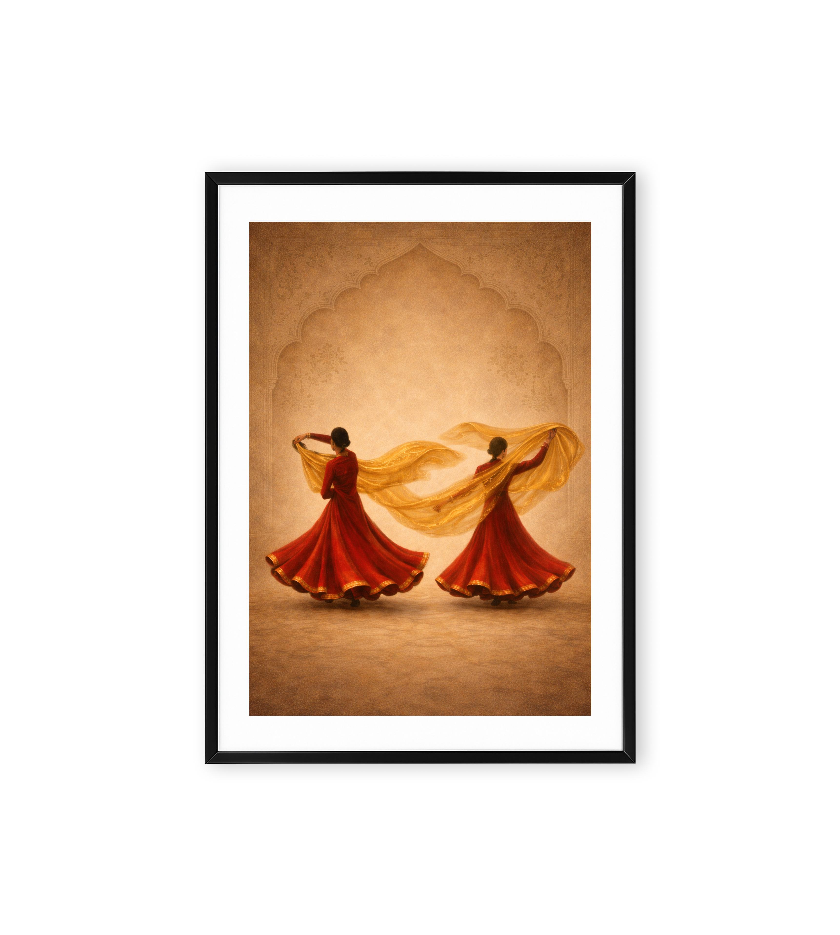Red and gold cultural wall art
